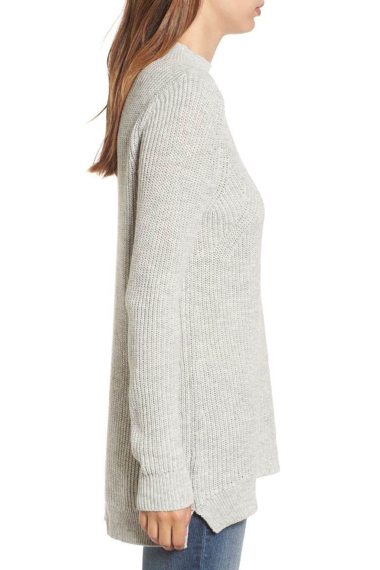 Mock Neck Tunic Sweater, Alternate, color, GREY PEARL HEATHER