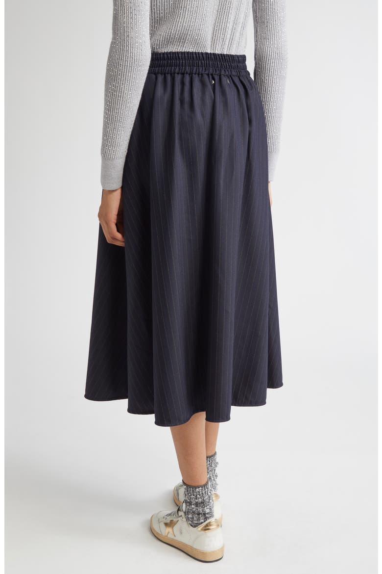 Journey Pinstripe Wool Blend Circle Skirt, Alternate, color, DARK NAVY