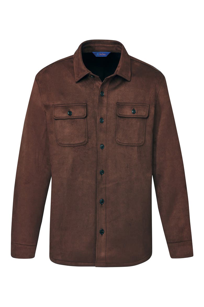 Faux Suede Overshirt, Main, color, CHOCOLATE
