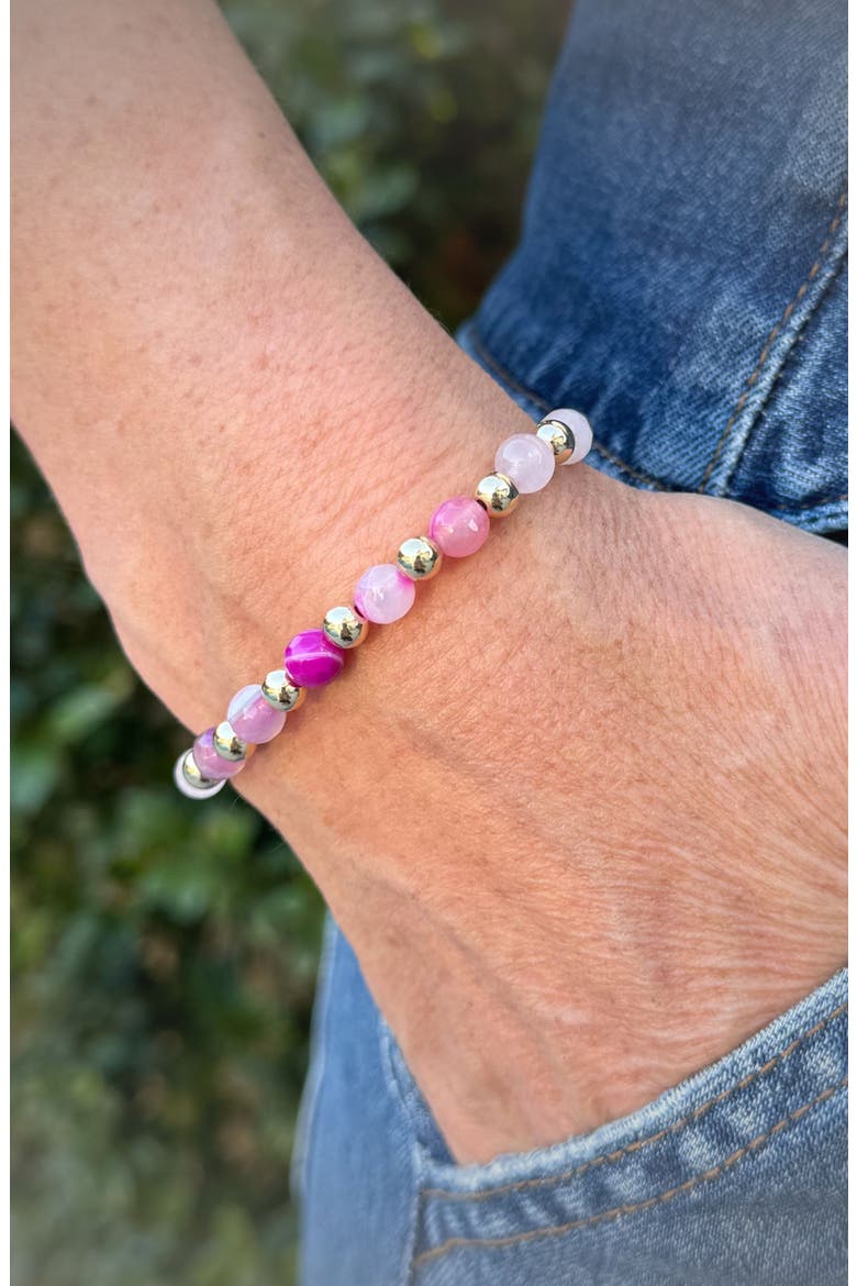 Women's 14K Gold Filled & Semi-Precious Gemstone Bead Bracelet, Alternate, color, Pink