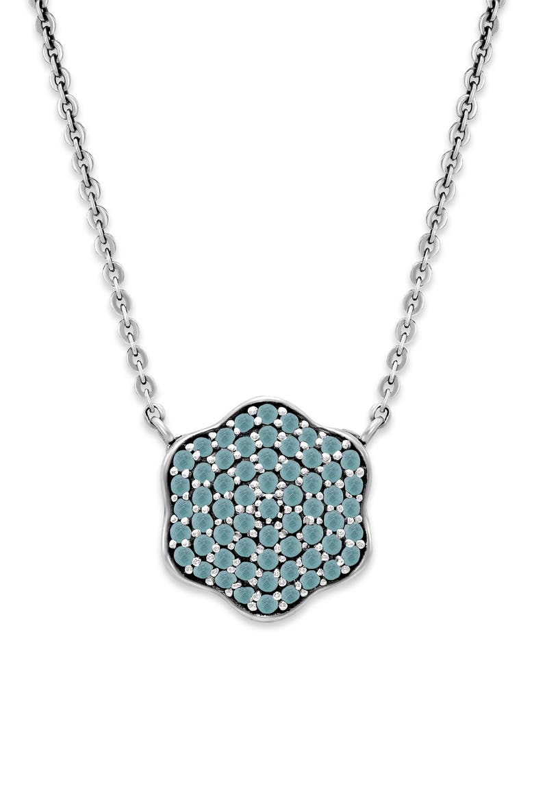 Sterling Silver Aquamarine Pavé Clover Necklace, Main, color, AQUAMARINE