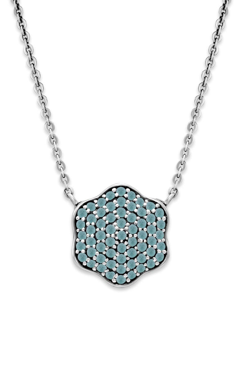SAMUEL B. Sterling Silver Aquamarine Pavé Clover Necklace, Main, color, Aquamarine