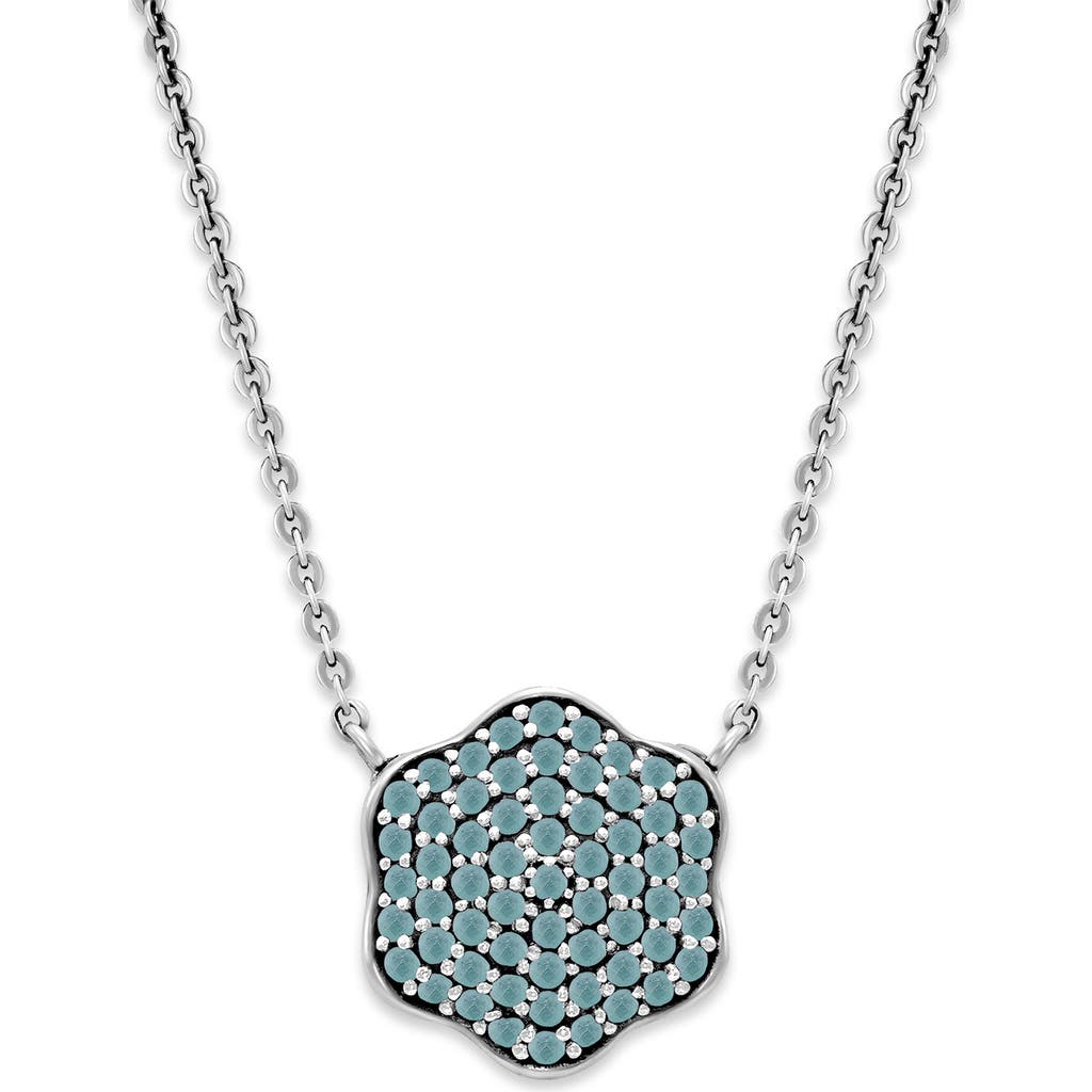 Samuel B. Sterling Silver Aquamarine Pavé Clover Necklace In Aquamarine
