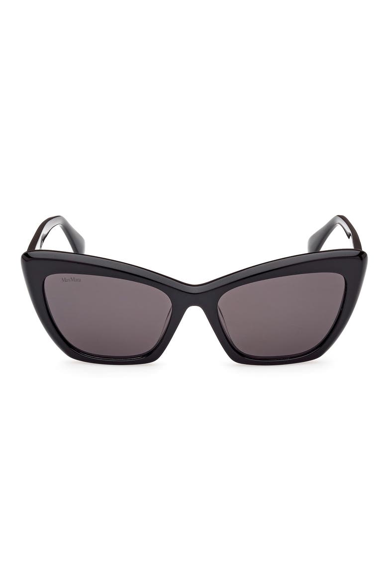 57mm Cat Eye Sunglasses, Main, color, SHINY BLACK / SMOKE