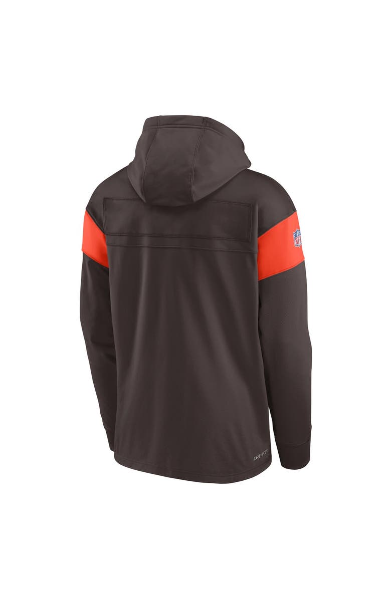 Nike Men's Nike Brown Cleveland Browns Brownie The Elf Sideline Athletic Arch Jersey Performance Pullover Hoodie, Alternate, color, Brown