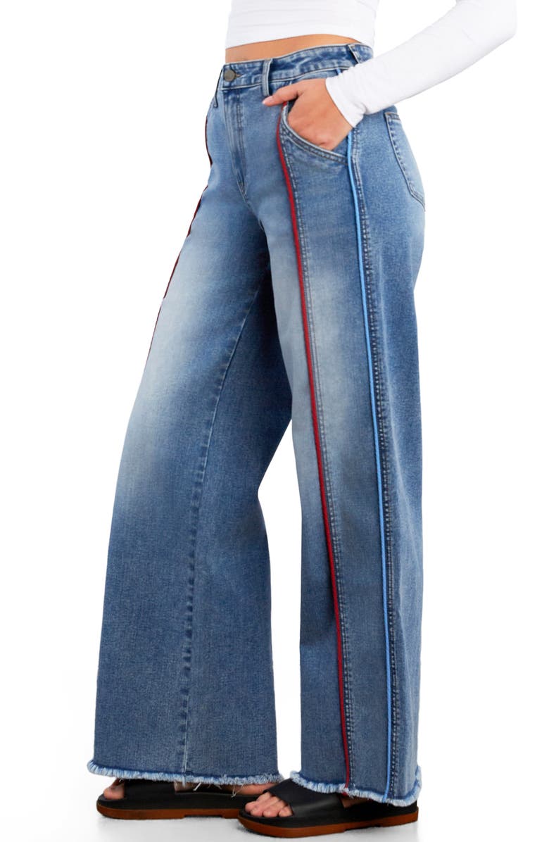 Wash Lab Denim High Waist Wide Leg Piping Jeans, Alternate, color, Relaxed Blue