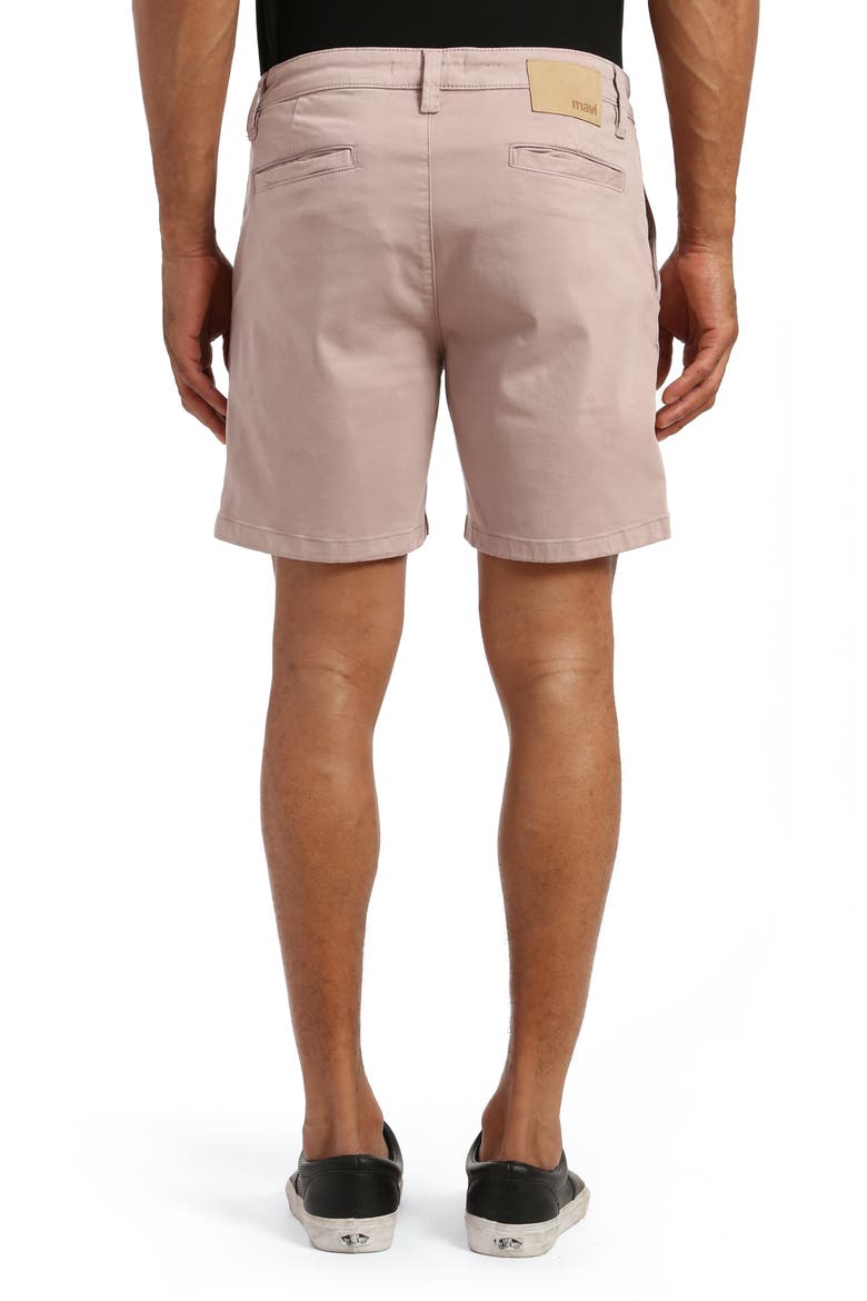Noah Flat Front Stretch Twill Shorts, Alternate, color, ROSE TWILL