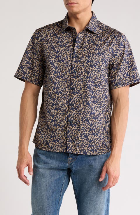 Short Sleeve Cotton Poplin Button-Up Shirt