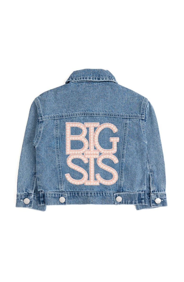 Sweet Wink Big Sis Pearl Patch Denim Jacket, Main, color, Denim