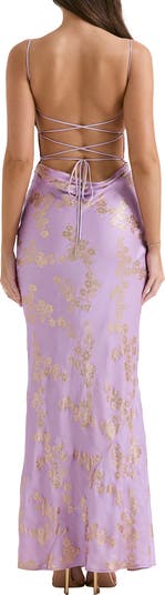 HOUSE OF CB Capriana Metallic Sleeveless Lace Back Mermaid
