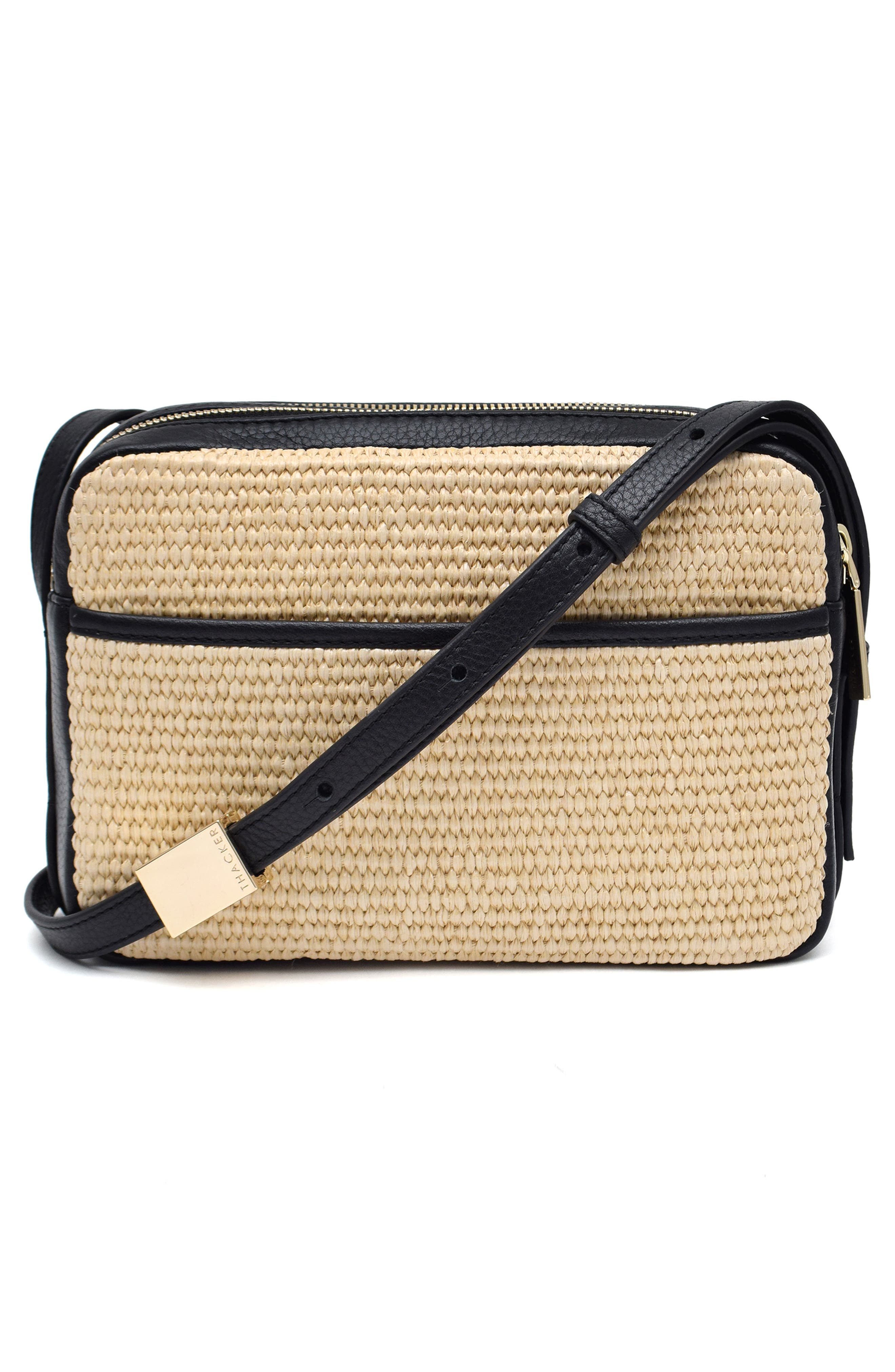 Thacker Shay Camera Woven Crossbody Bag, Alternate, color, Natural/ Black