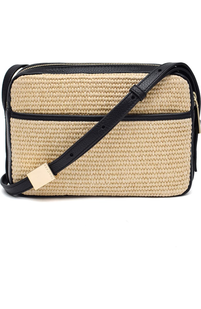 Thacker Shay Camera Woven Crossbody Bag, Alternate, color, Natural/ Black