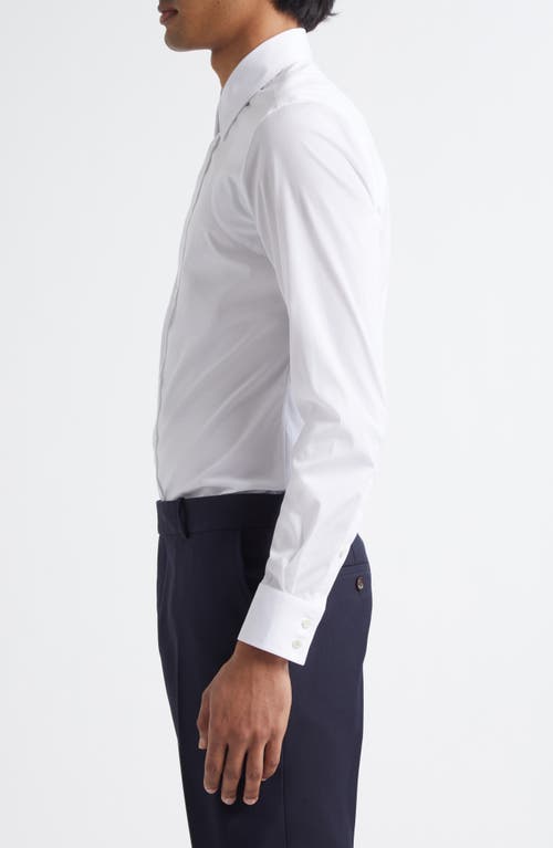 Shop Alexander Mcqueen Mcqueen Logo Tape Harness Stretch Cotton Button-up Shirt In Opticalwhite