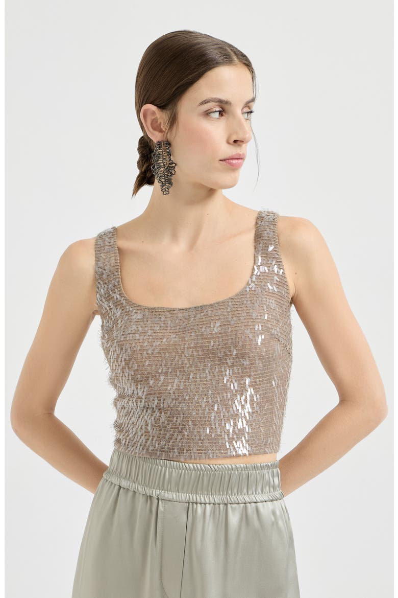 Cropped top with dazzling embroidery, Main, color, Rope