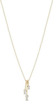 Zoë Chicco 14K Gold Dangling Prong & Bezel Diamond Bar Necklace