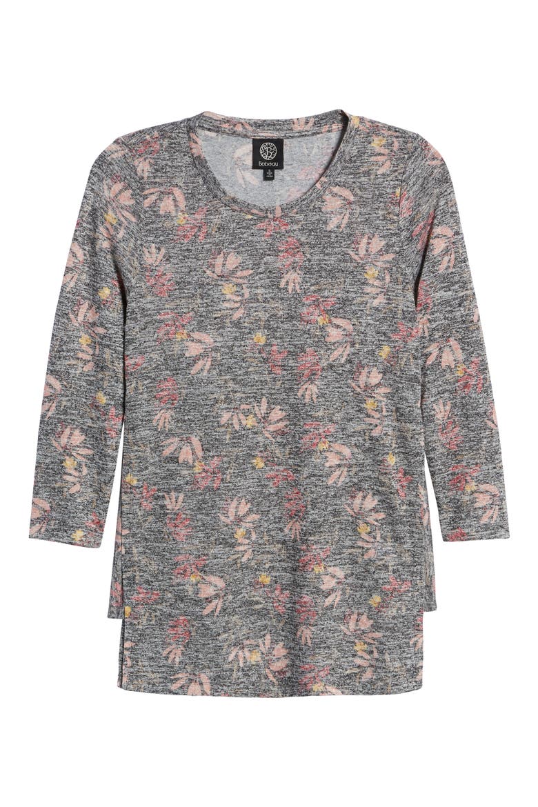 Side Panel Inset Tunic Top, Alternate, color, BLACK BERRY FLORAL