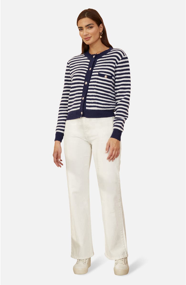 Yumi Long Sleeve Knit Relaxed Fit Cardigan, Alternate, color, Navy