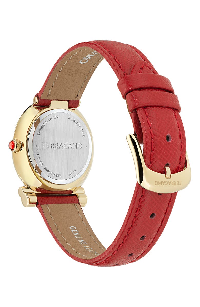 FERRAGAMO Gancini Twisted Leather Strap Watch, 28mm, Alternate, color, 