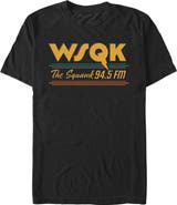 Stranger Things Men's Stranger Things Retro Radio The Squawk WSQK 94.5 FM Stripes Graphic T-Shirt