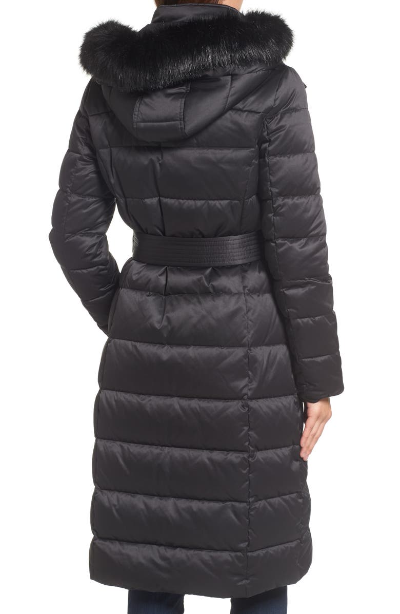 Eliza J Down Midi Coat with Faux Fur Trim, Alternate, color, 