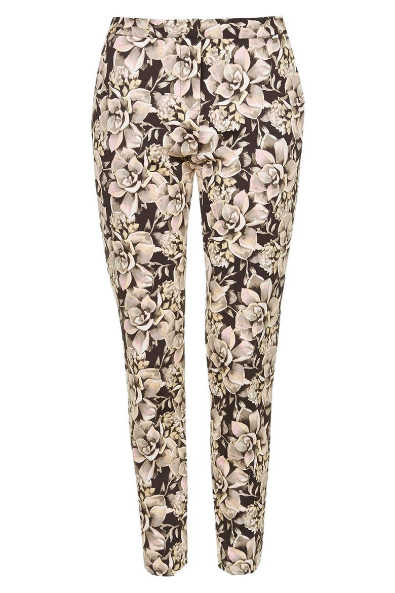 Floral Scuba Cigarette Trousers, Alternate, color, BLACK MULTI