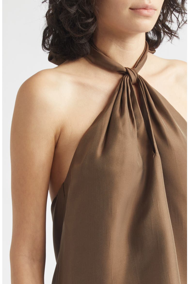 Everlee Knotted Halter Top, Alternate, color, COFFEE
