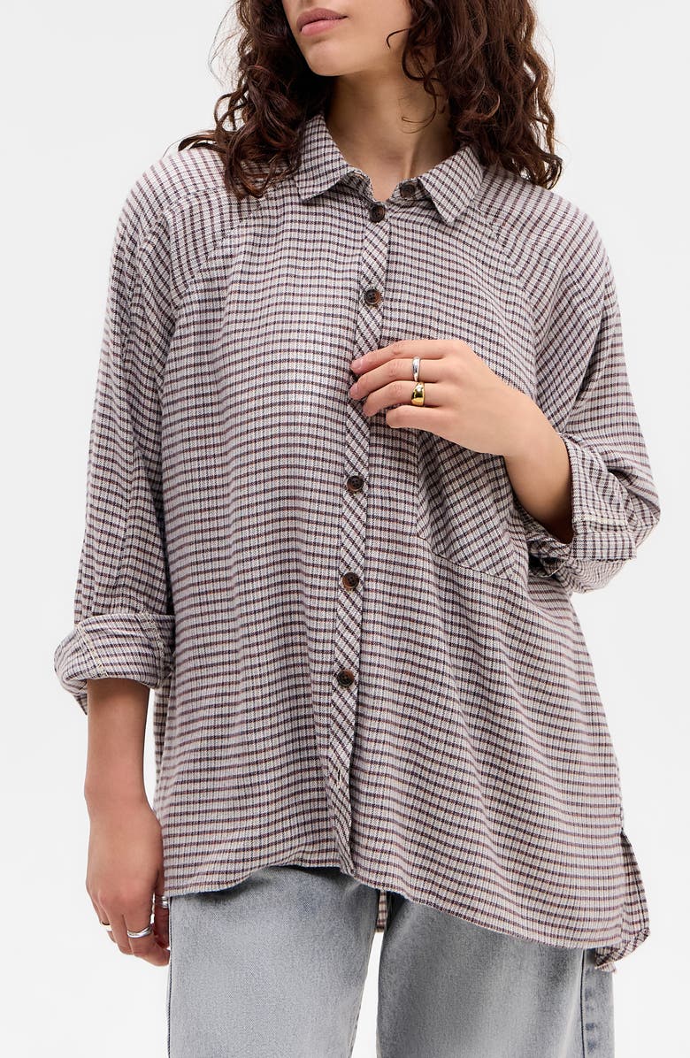 BDG Urban Outfitters Brendan Check Oversize Button-Up Shirt, Main, color, Beige Check