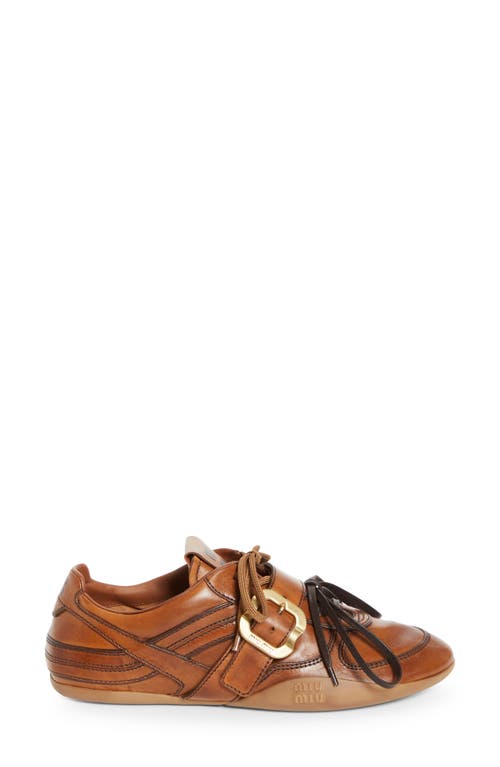 Miu Miu Buckled Leather Sneakers In Animal Print
