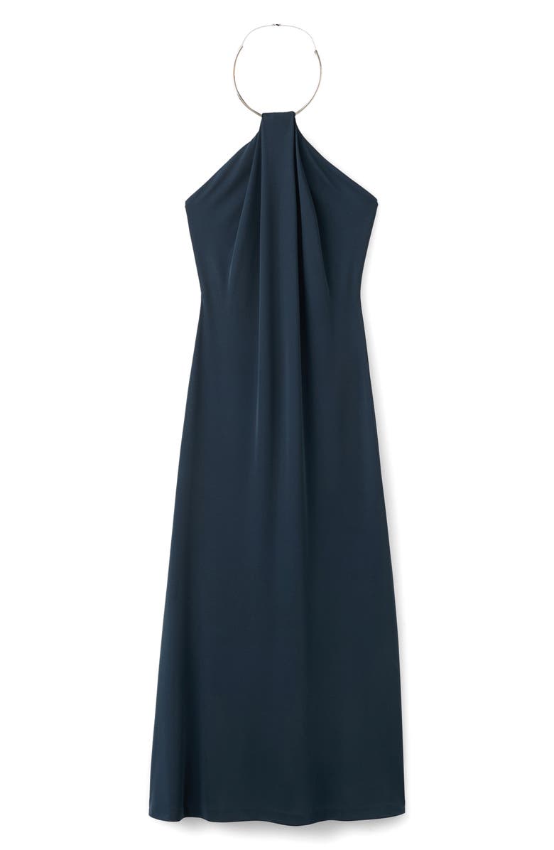 MANGO Choker Neck Sleeveless Dress, Main, color, Navy