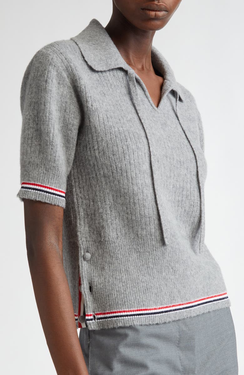 Thom Browne Tricolor Trim Wool Blend Polo Sweater, Alternate, color, 