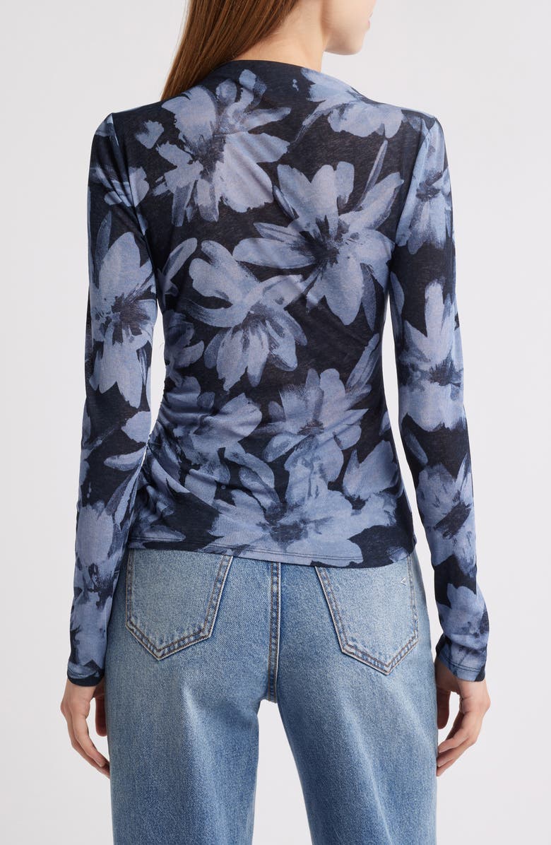Rails Joelle Floral Ruched Mesh Funnel Neck Top, Alternate, color,