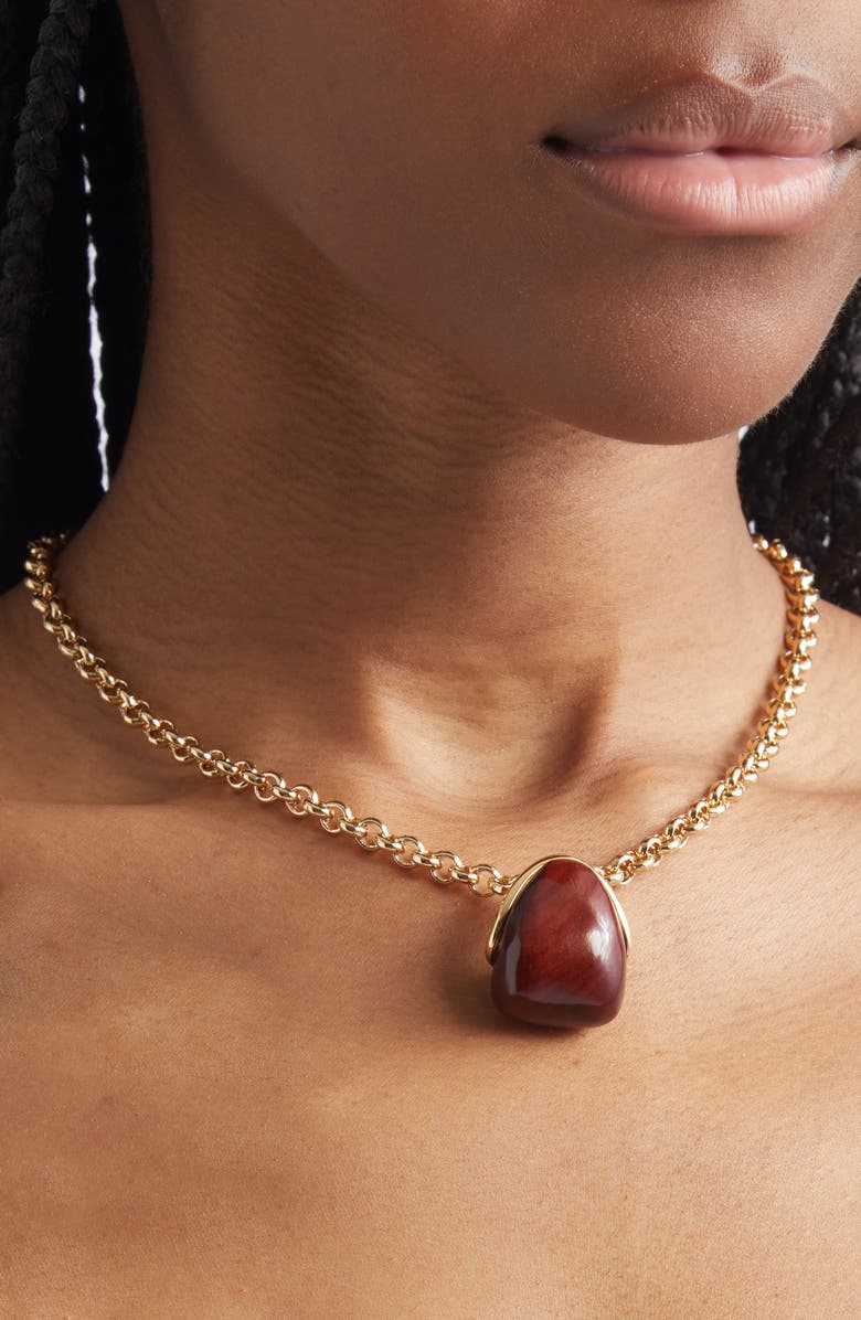 Jacquemus Le Pendant Raisin Necklace, Alternate, color, Gold / Brown
