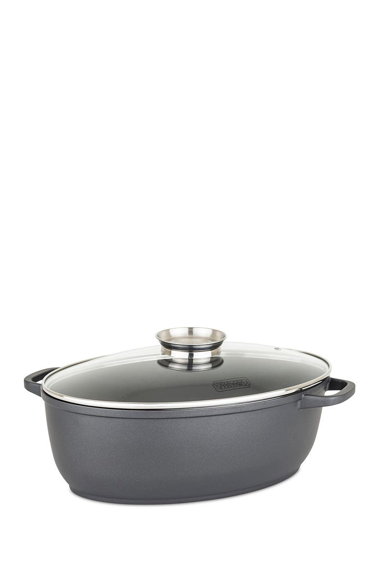 Viking 8.6 Quart Die Cast Oval Roaster w/Glass Basting Lid, Alternate, color, 