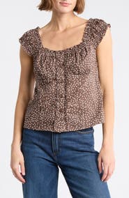 Abound Button Front Cotton Top