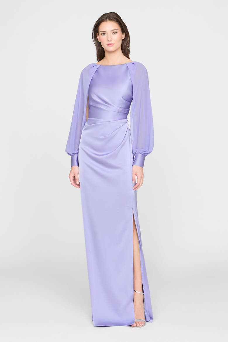 Penelope Satin Column Dress, Alternate, color, Deep Periwinkle