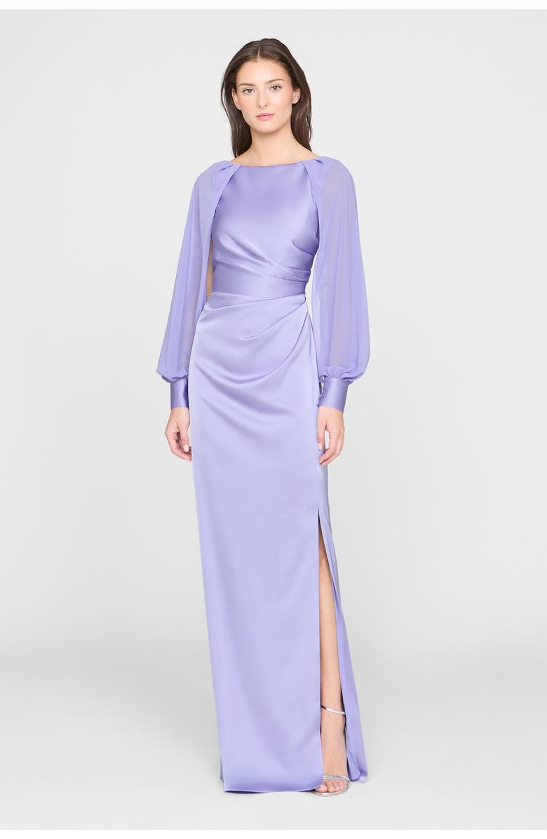 Theia Penelope Satin Column Dress, Alternate, color, Deep Periwinkle