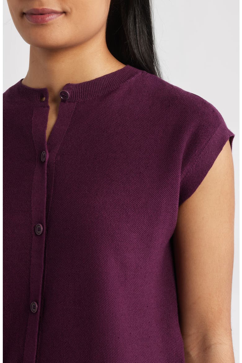 Cap Sleeve Organic Linen & Organic Cotton Sweater, Alternate, color, BLACKBERRY