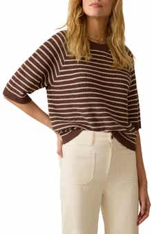 Faherty Miramar Short Sleeve Linen & Organic Cotton Sweater