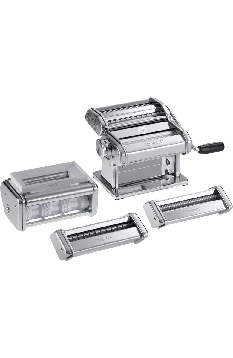 Marcato Atlas 4-Piece Set Pasta Set, Includes Atlas 150, Ravioli, Spaghetti, Reginette, Main, color, Silver