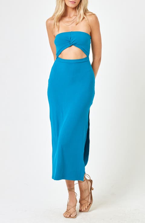 Kierra Cutout Strapless Rib Cover-Up Dress