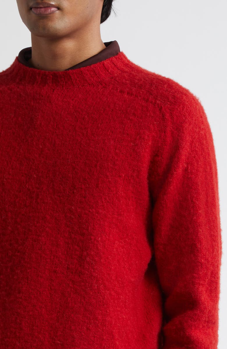 Sunspel Brushed Shetland Wool Sweater, Alternate, color, Bright Red