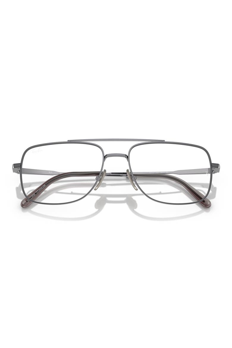 58mm Square Optical Glasses, Alternate, color, GUNMETAL