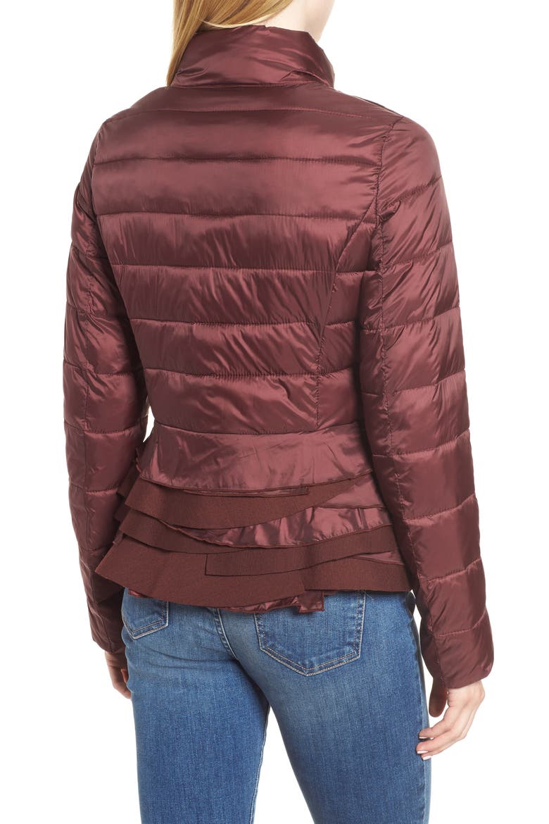 Zoey Ruffle Hem Puffer Jacket, Alternate, color, ROSEWOOD