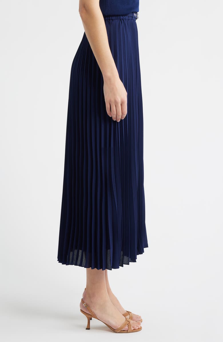 Anne Klein Belted Pleated Midi Skirt, Alternate, color, Distant Mountain