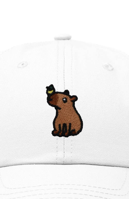 Dalix Capybara Embroidered Everyday Hat In White