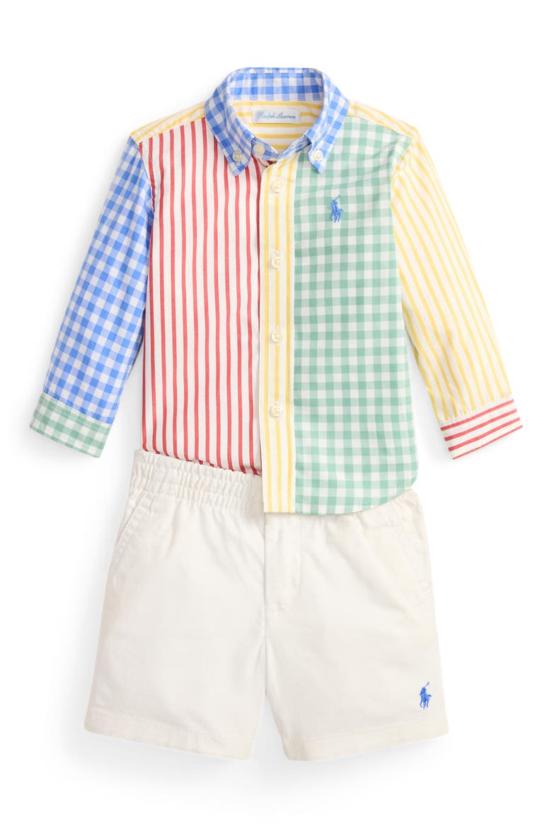 Cotton Poplin Button-Down Shirt & Shorts Set, Main, color, MULTI