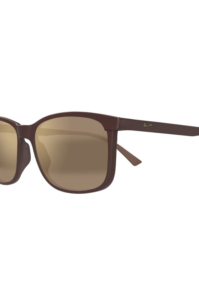 Maui Jim Hulili 57mm Polarized Rectangular Sunglasses, Alternate, color, Brown/ Bronze