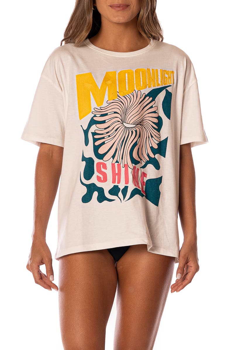 Maaji Beige Breeze Azalea Cotton Cover-Up T-Shirt, Main, color, Open White