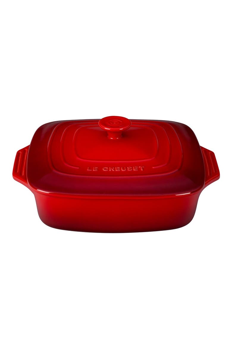 2 3/4 Quart Covered Square Stoneware Casserole, Main, color, CHERRY