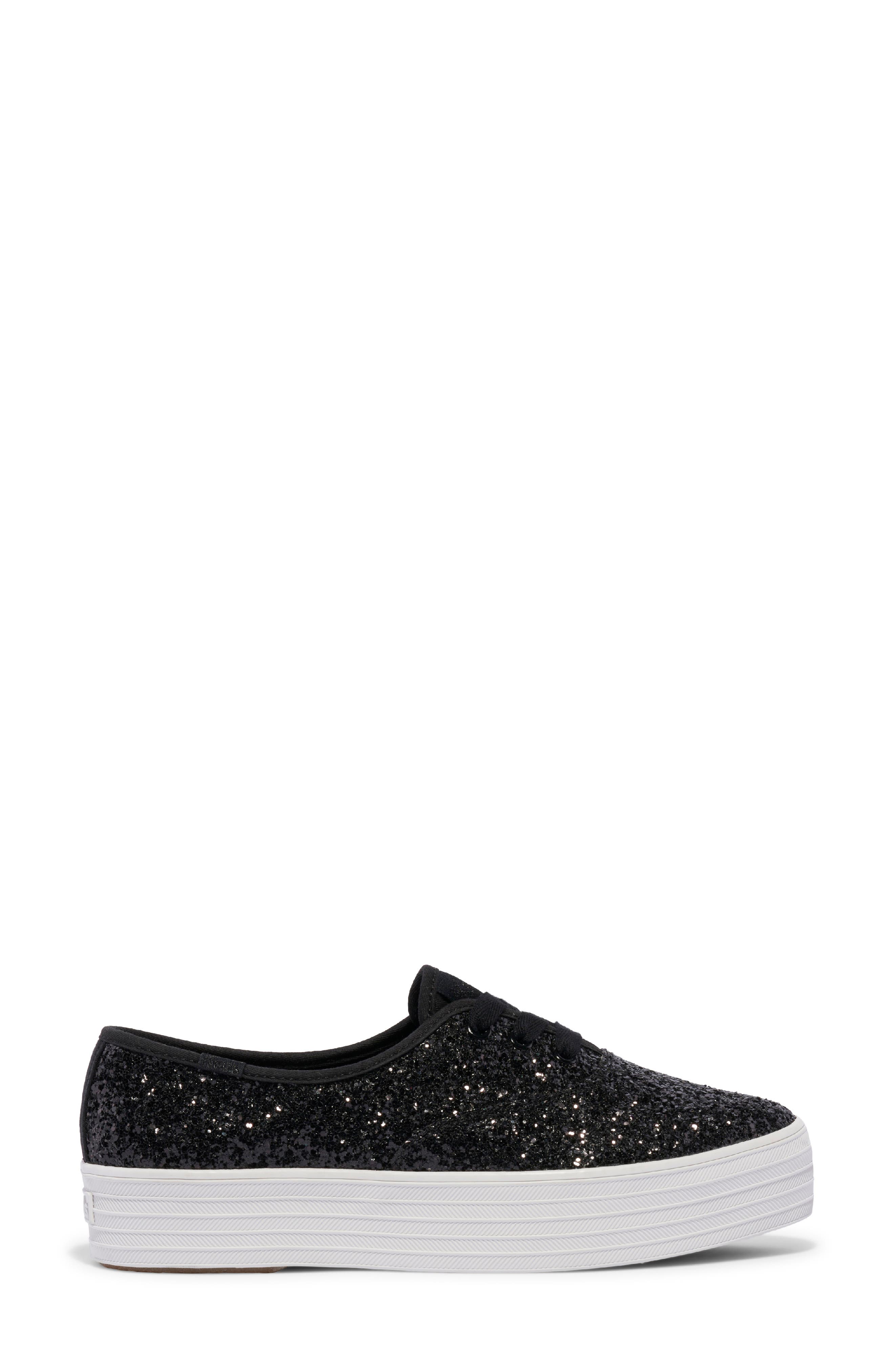 Keds<sup>®</sup> Point Glitter Platform Sneaker, Alternate, color, Black Glitter
